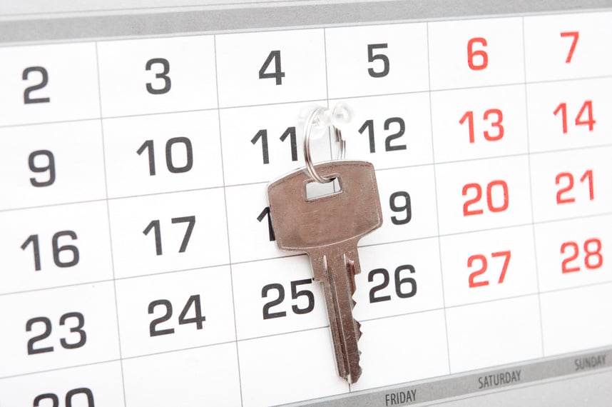 house key on calendar background